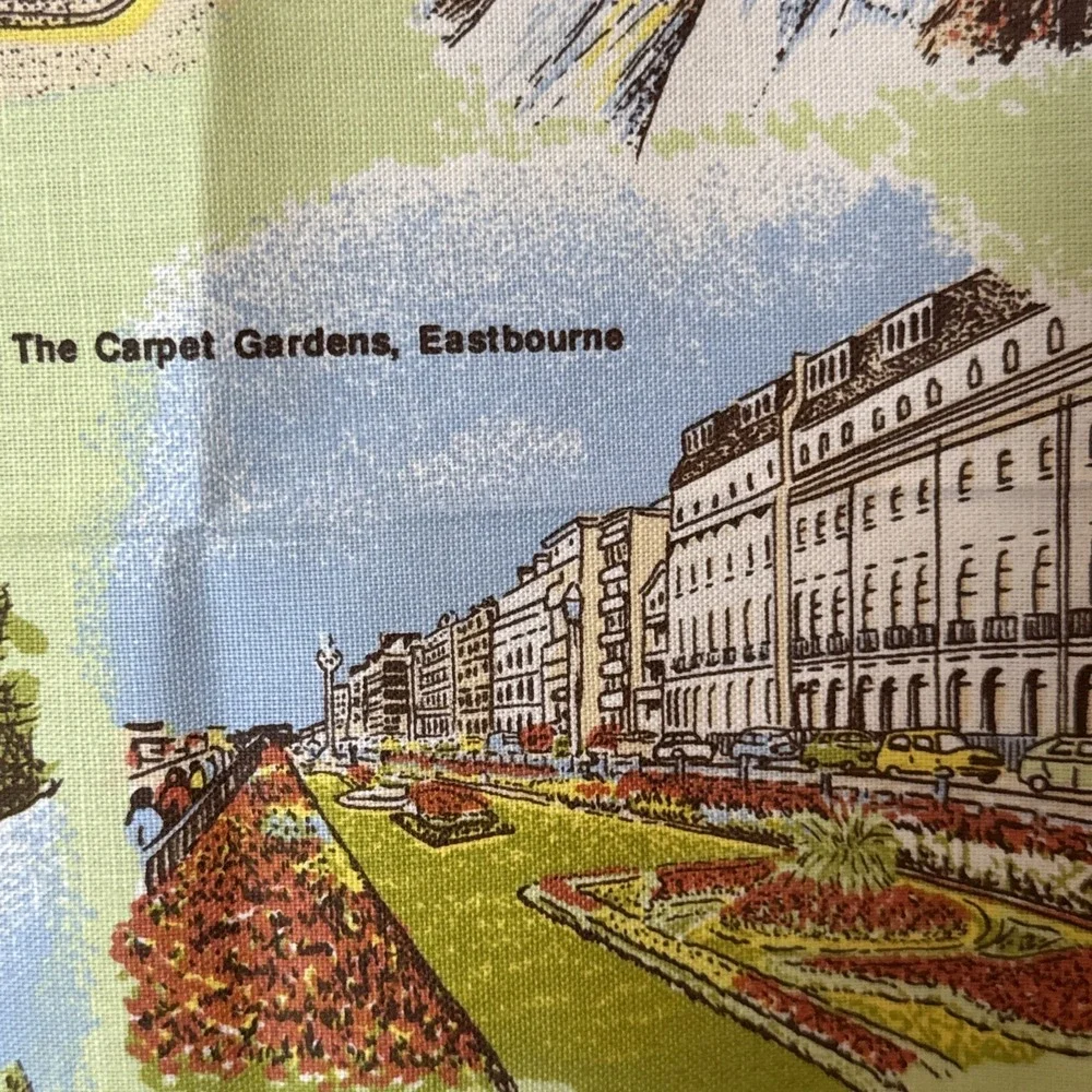 Vintage Alfriston England Souvenir Tea Towel 100% Cotton 30